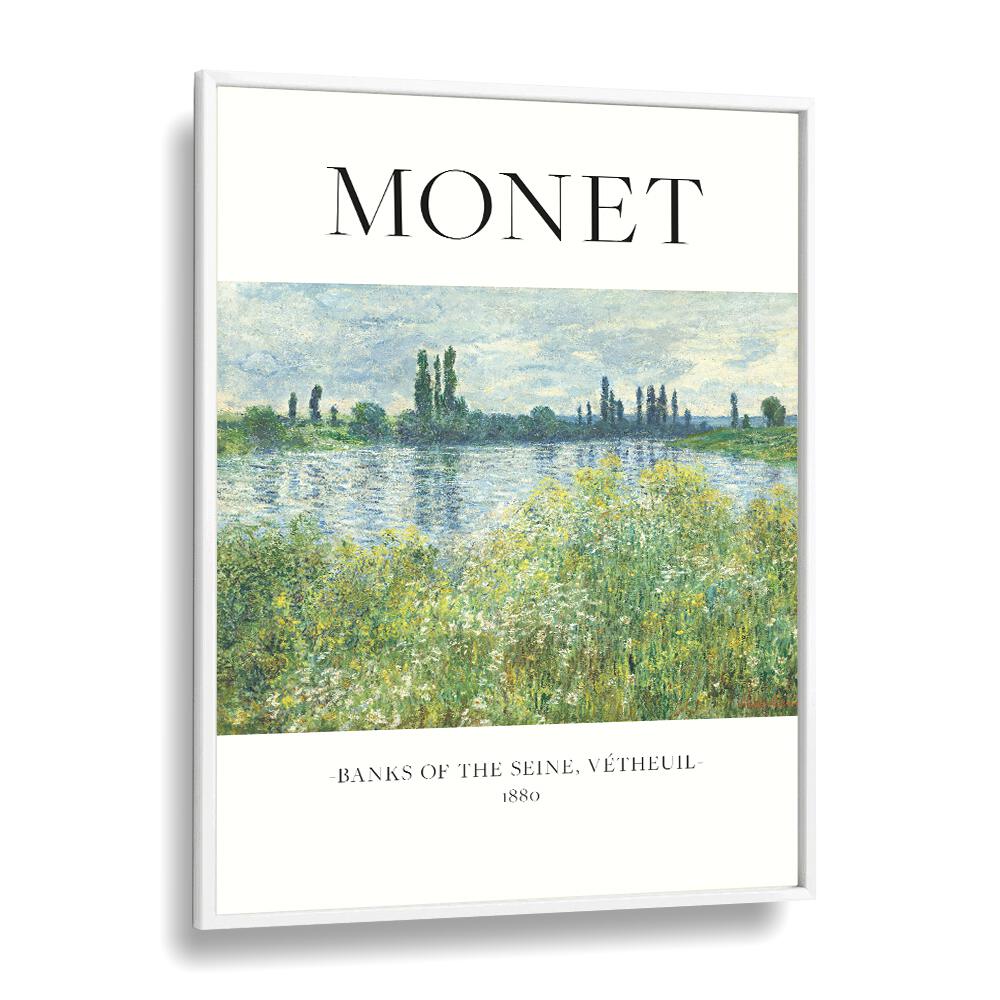 Impressionist Serenity claude Monet's Banks Of The Seine Claude Monet art painting Artwork in White Plain Frame