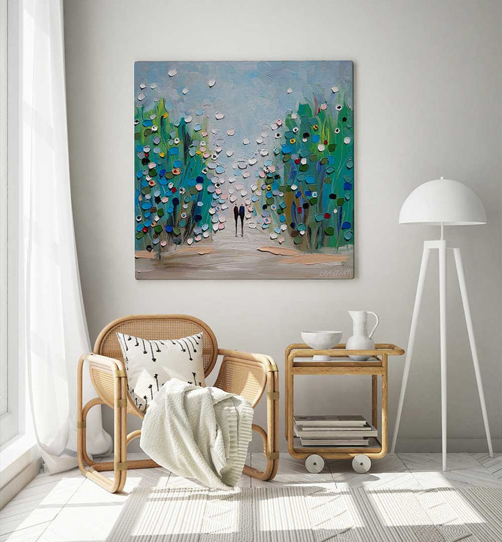 IN THE GARDEN , MODERN IMPRESSIONISM PAINTINGS