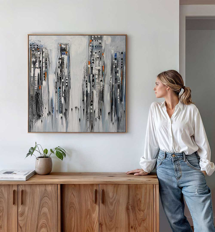 IN THE NEW CITY , MODERN IMPRESSIONISM PAINTINGS