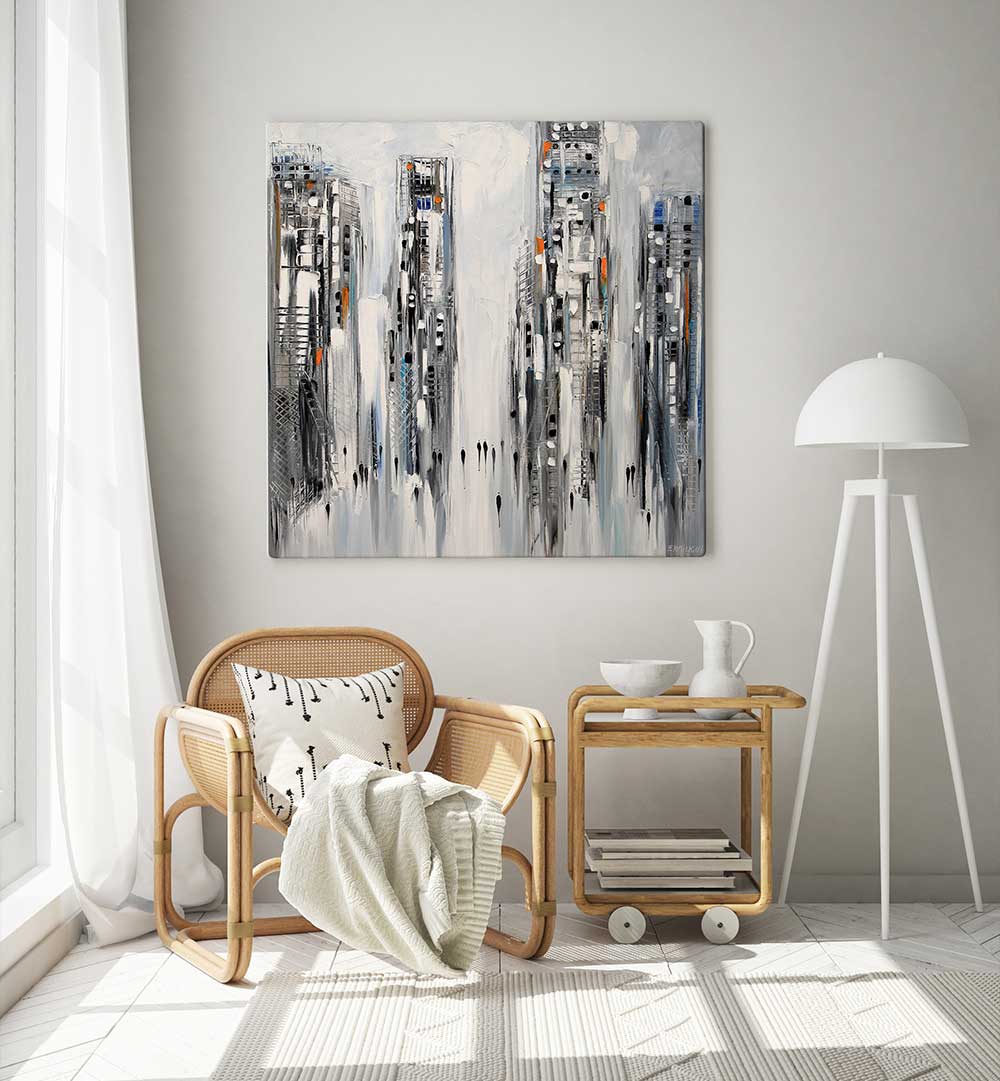 IN THE NEW CITY , MODERN IMPRESSIONISM PAINTINGS