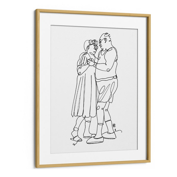 In This Life And The Next Line Art Artwork in Oak Wood Frame With Mount