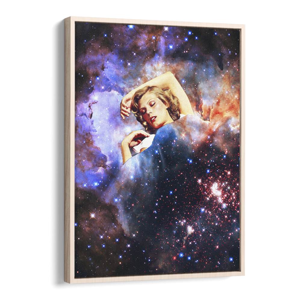 In Your Galactic Dreams Surreal Art Artwork in Oak Wood Floater Frame
