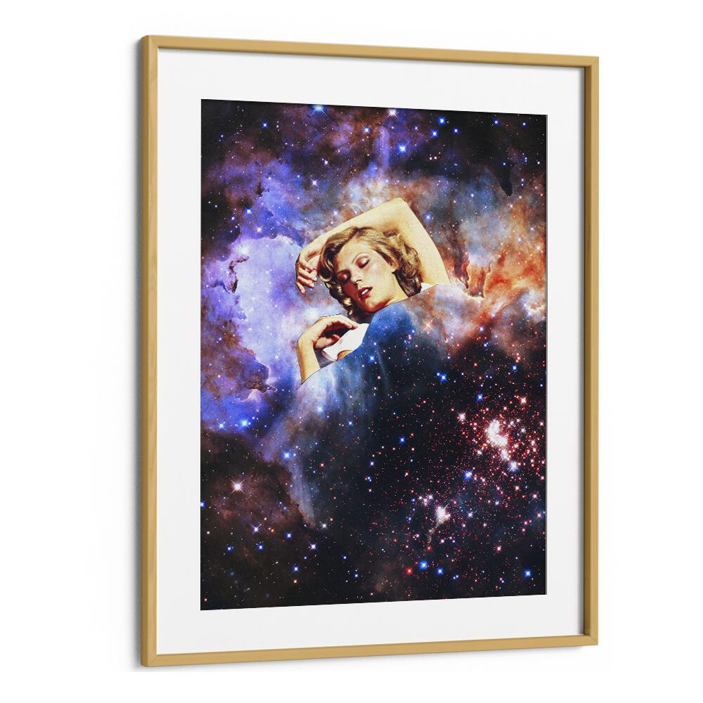 In Your Galactic Dreams Surreal Art Artwork in Oak Wood Frame With Mount
