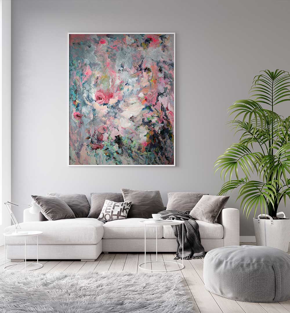 INDECENT PINK , FLORAL FLOWER PAINTINGS