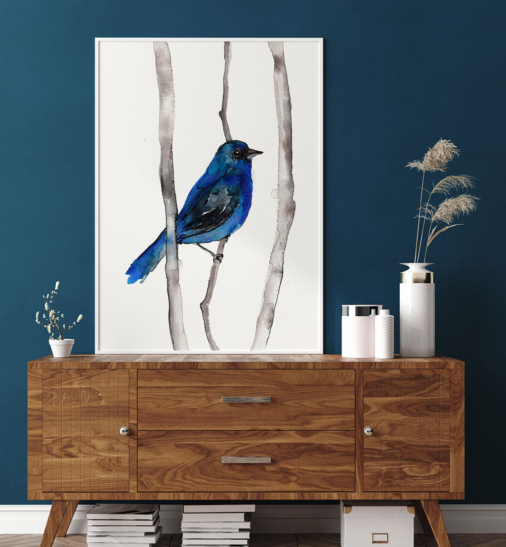 INDIGO BUNTING , ANIMAL PAINTINGS