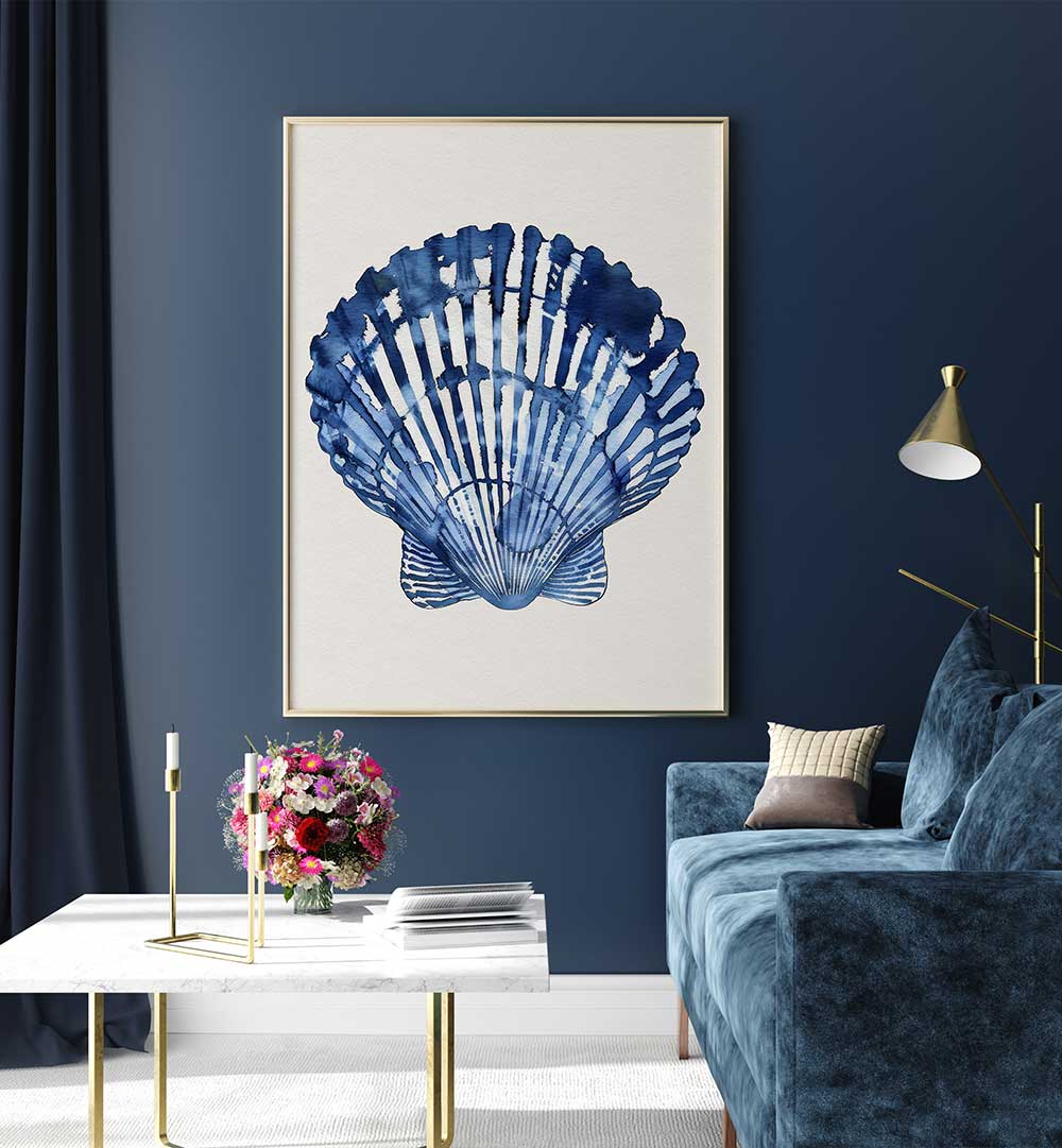 INDIGO SEASHELL , BEACH PAINTINGS