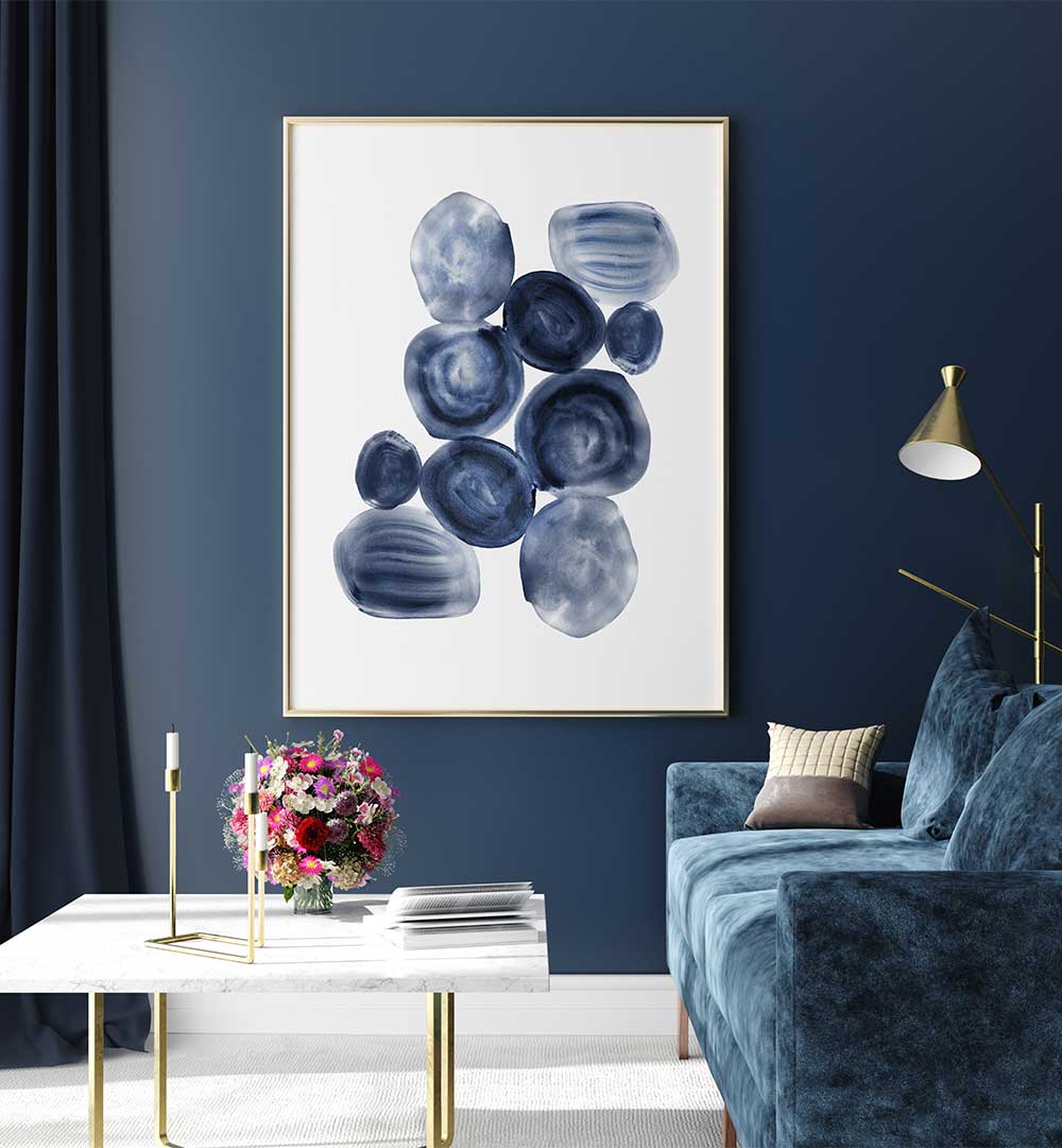 Modern decor featuring INDIGOPOOLS, ABSTRACT PAINTINGS, enhancing any living space with unique artistry.