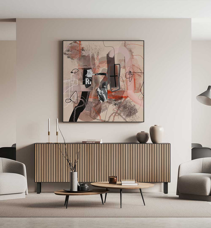 Stylish living space featuring INSIDE OUTSIDE I, ABSTRACT PAINTINGS, perfect for modern decor and artistic flair.