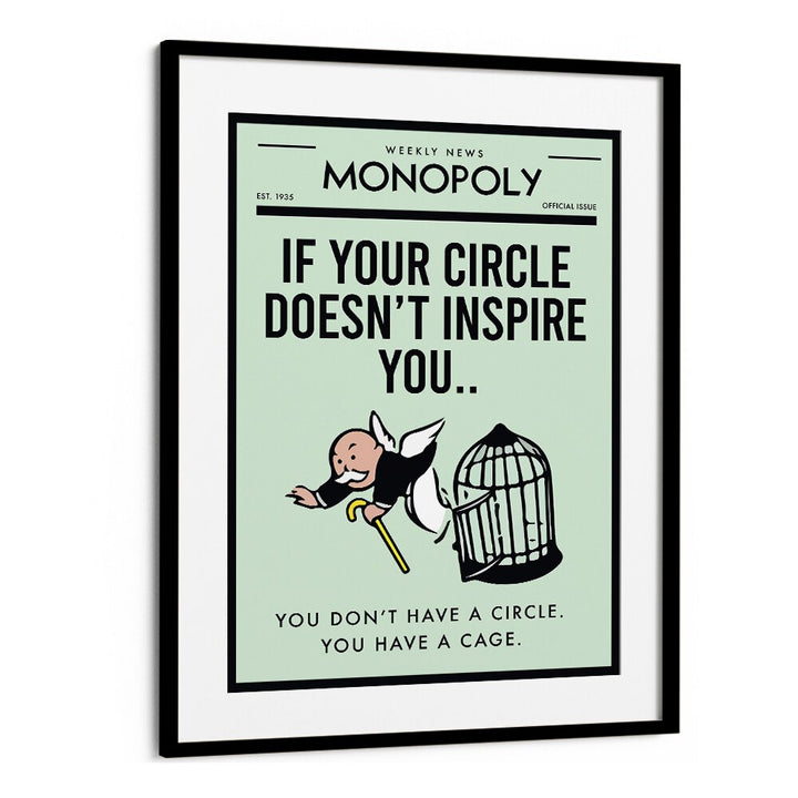 Inspiring Circle Money Art Artwork in Black Frame With Mount