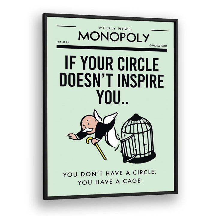 Inspiring Circle Money Art Artwork in Black Plain Frame