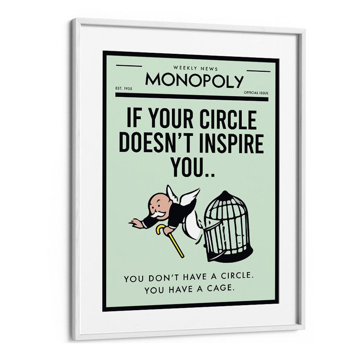 Inspiring Circle Money Art Artwork in White Frame With Mount