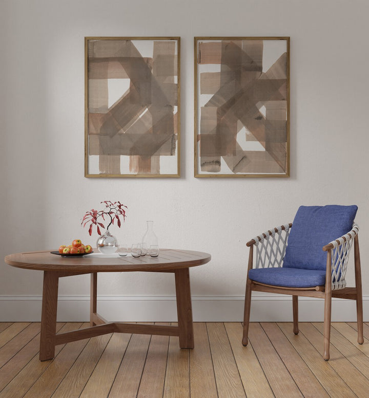 INTERSECTING PATHS SET , SET OF 2 PAINTINGS