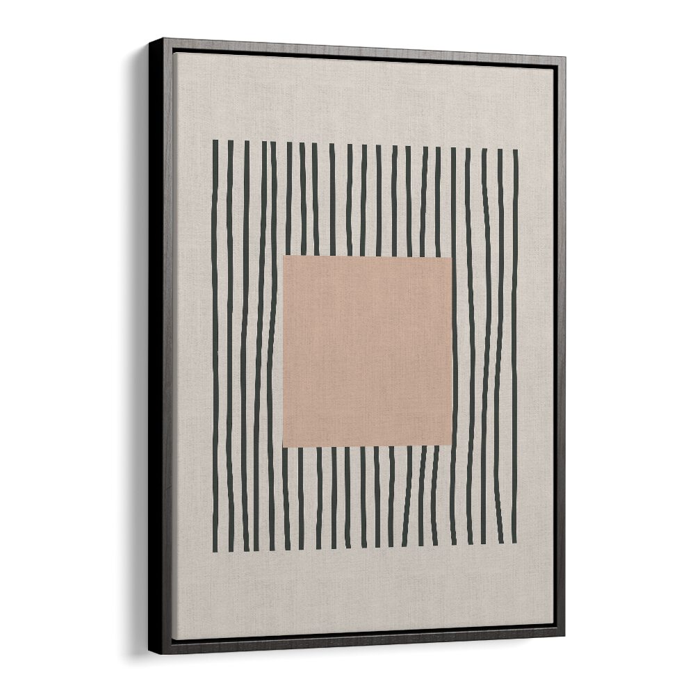 Intricate Lines Bold Pink Square wall art painting Artwork in Black Floater Frame