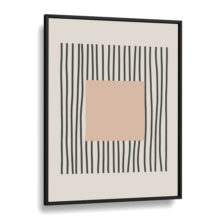 Intricate Lines Bold Pink Square wall art painting Artwork in Black Plain Frame