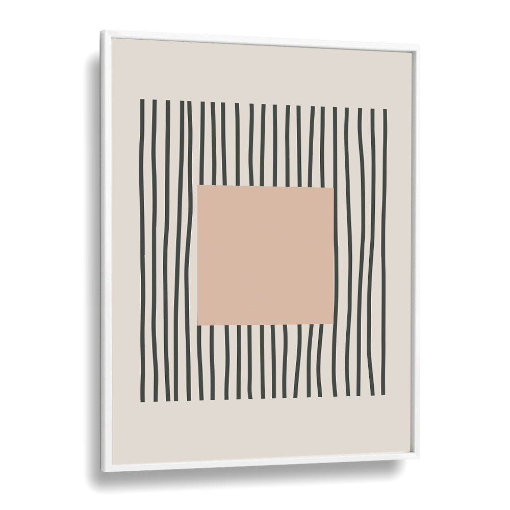 ntricate Lines Bold Pink Square wall art painting Artwork in White Plain Frame