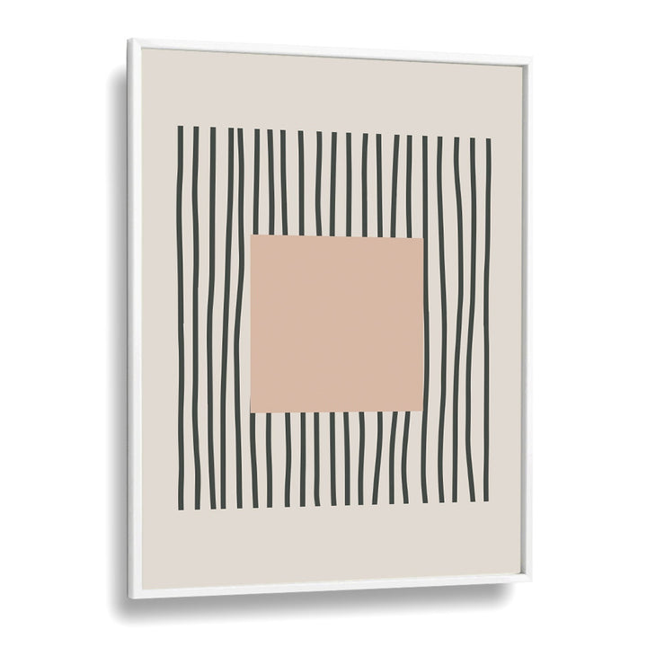 ntricate Lines Bold Pink Square wall art painting Artwork in White Plain Frame