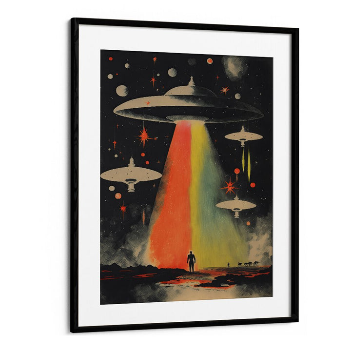 Invasion By Taudalpoi Astronaut & Nasa Paintings, Space Art Prints Artwork in Black Frame With Mount
