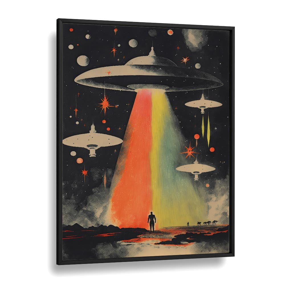 Invasion By Taudalpoi Astronaut & Nasa Paintings, Space Art Prints Artwork in Black Plain Frame
