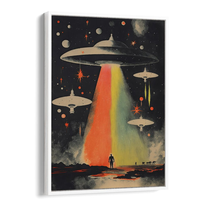 Invasion By Taudalpoi Astronaut & Nasa Paintings, Space Art Prints Artwork in White Floater Frame
