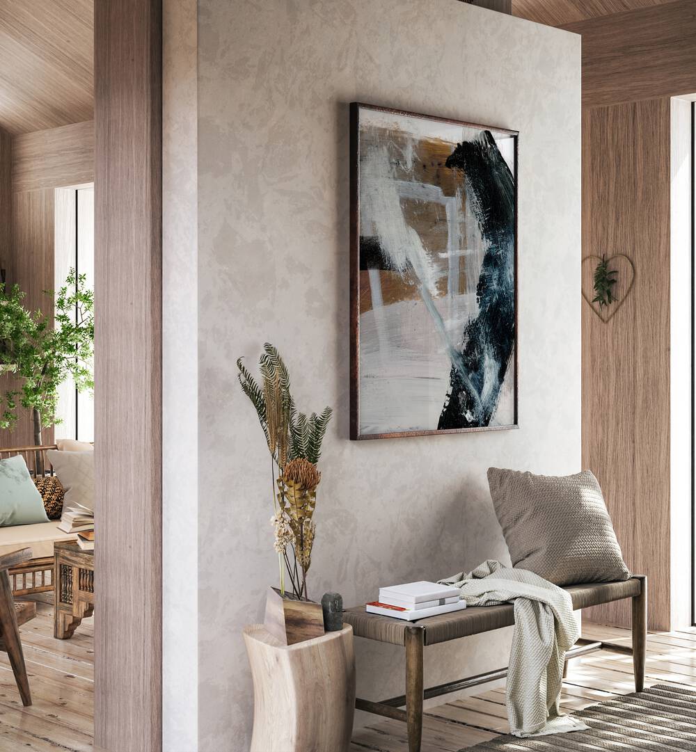 Stylish living space featuring INVITING, ABSTRACT PAINTINGS that enhance the ambiance and inspire creativity.