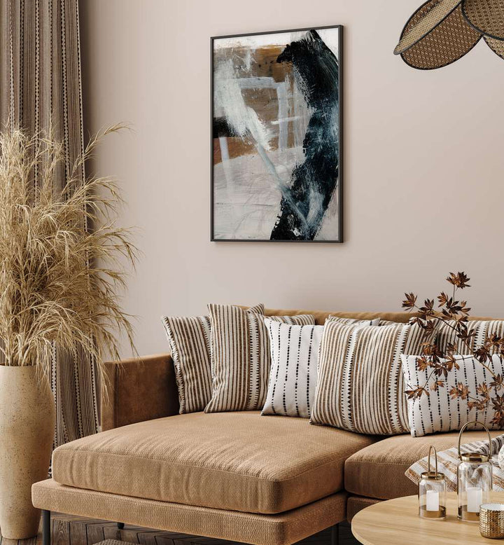 Stylish living room featuring INVITING, ABSTRACT PAINTINGS that enhance creativity and inspire a warm atmosphere.