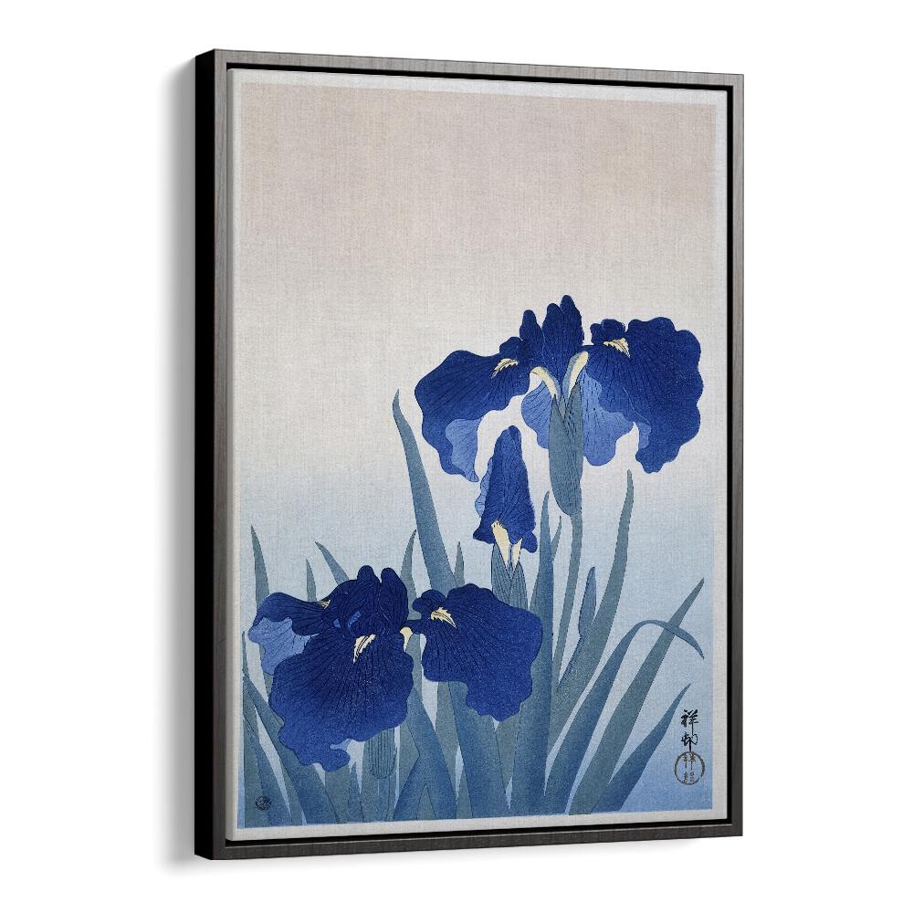 Iris Flowers By Ohara Koson (1925 - 1936) Japanese Art Artwork in Black Floater Frame
