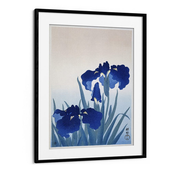 Iris Flowers By Ohara Koson (1925 - 1936) Japanese Art Artwork in Black Frame With Mount
