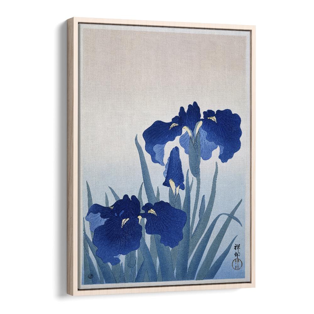 Iris Flowers By Ohara Koson (1925 - 1936) Japanese Art Artwork in Oak Wood Floater Frame
