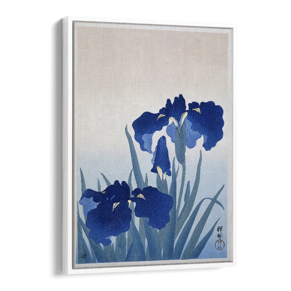 Iris Flowers By Ohara Koson (1925 - 1936) Japanese Art Artwork in White Floater Frame
