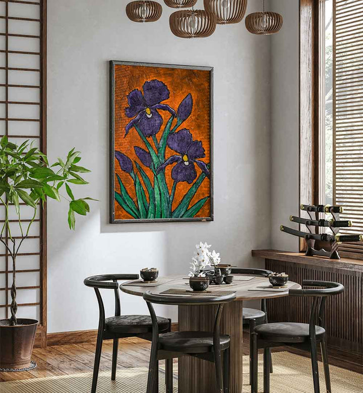 Vibrant IRISES III, FLORAL FLOWER PAINTINGS brighten any space with stunning colors and expressive brushwork.