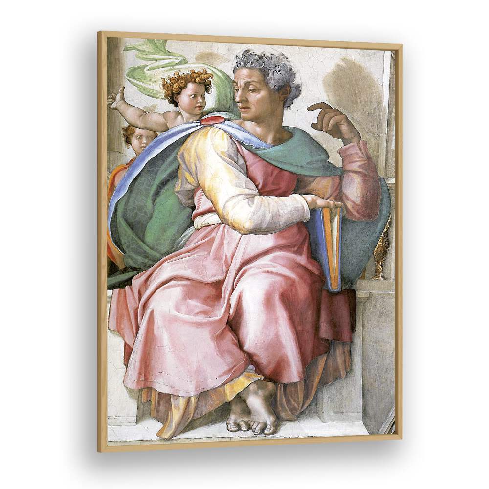 Isaiah (1508-1512) Michelangelo Buonarroti art painting Artwork in Oak Wood Plain Frame