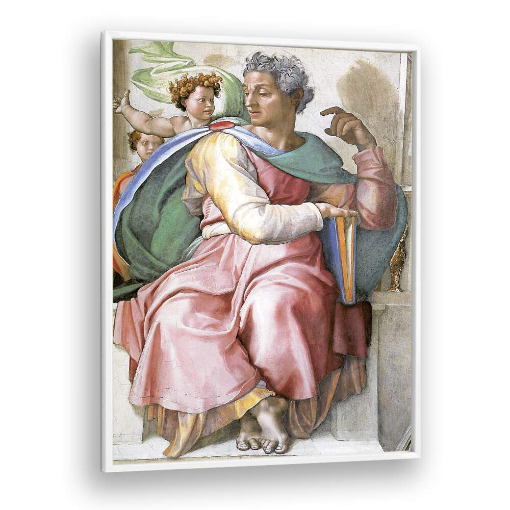 Isaiah (1508-1512) Michelangelo Buonarroti art painting Artwork in White Plain Frame