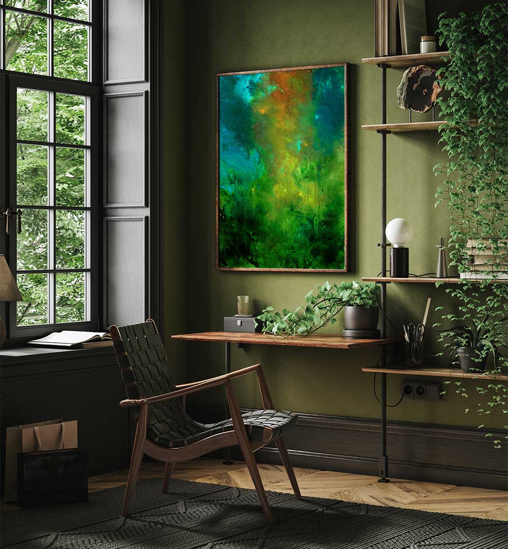 Vibrant ISLAND SUN, ABSTRACT PAINTINGS enhance modern interiors with stunning artistry and emotional depth.