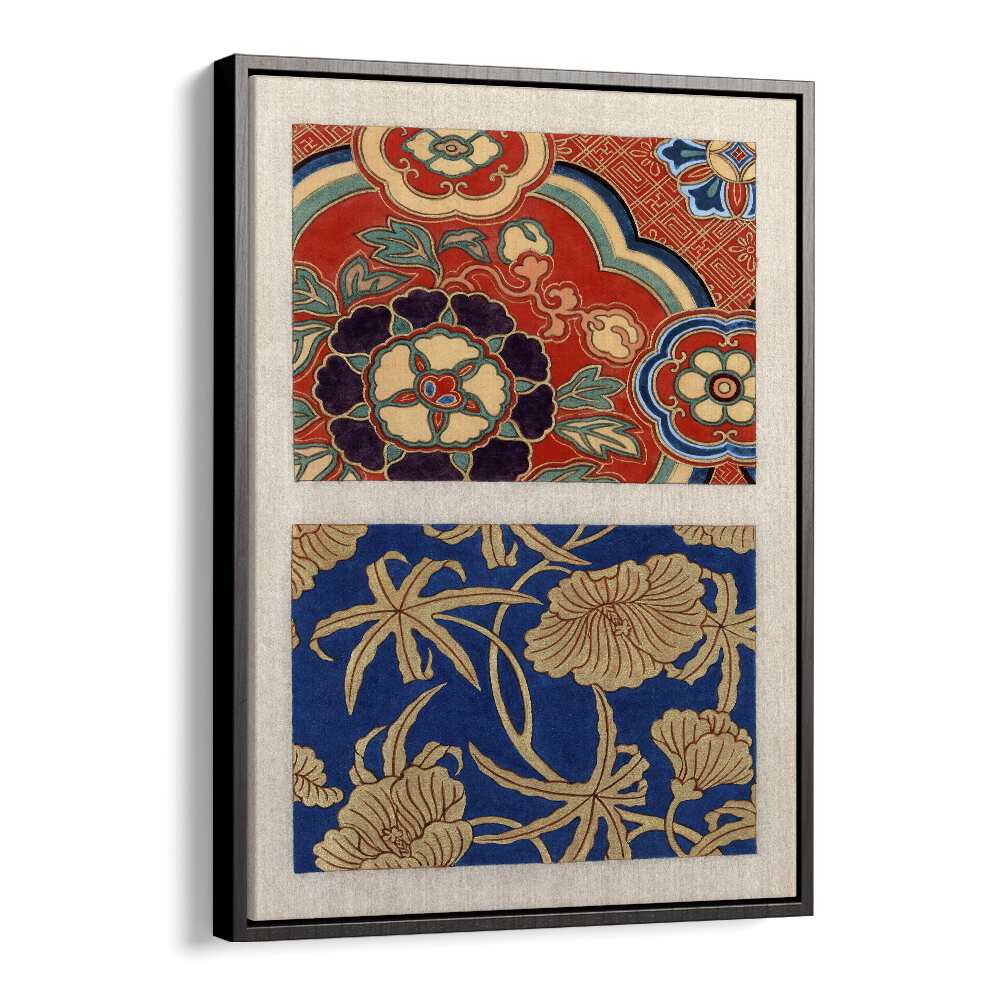 Ito Nishiki Kimono Pattern (1750-1900) Japanese Art Artwork in Black Floater Frame