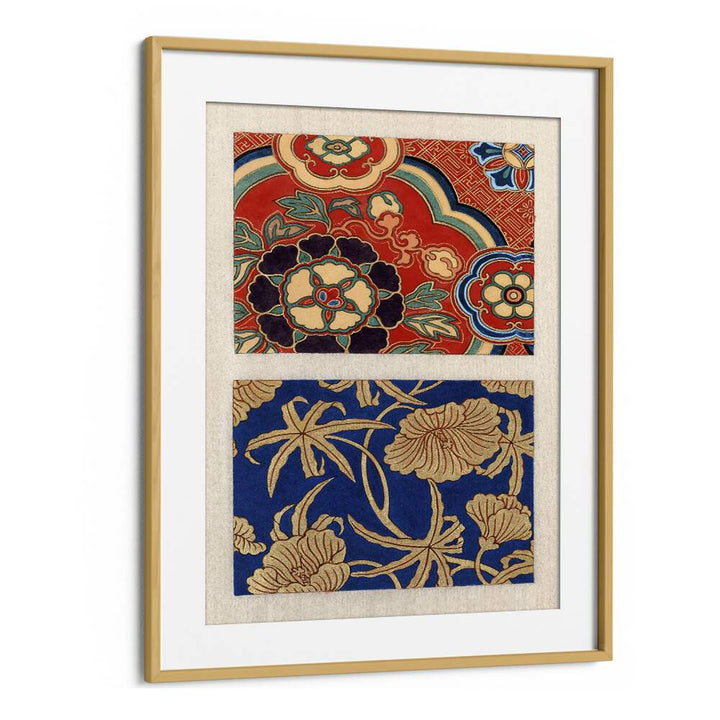 Ito Nishiki Kimono Pattern (1750-1900) Japanese Art Artwork in Oak Wood Frame With Mount