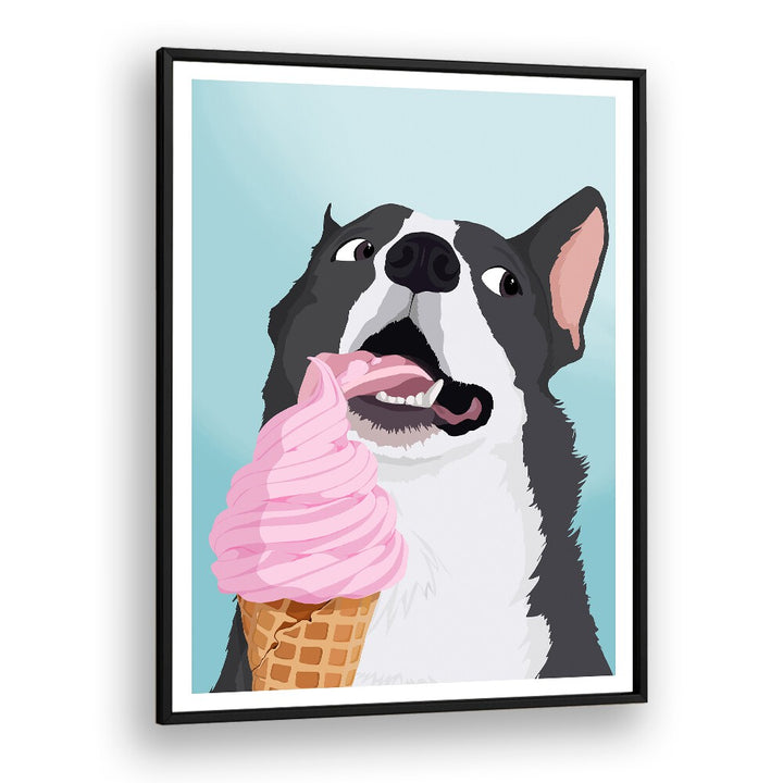 Ice Cream Stealer Wildlife Paintings Wildlife Posters in Black Plain Frame