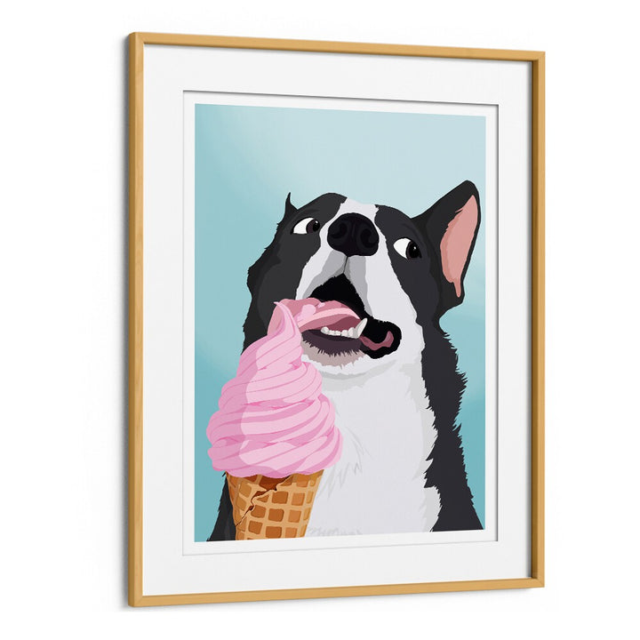 Ice Cream Stealer Wildlife Paintings Wildlife Posters in Oak Wood Frame With Mount