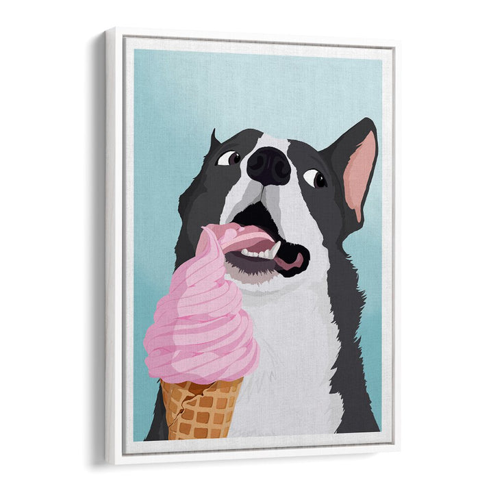 Ice Cream Stealer Wildlife Paintings Wildlife Posters in White Floater Frame