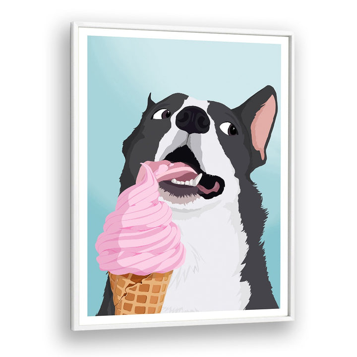 Ice Cream Stealer Wildlife Paintings Wildlife Posters in White Plain Frame