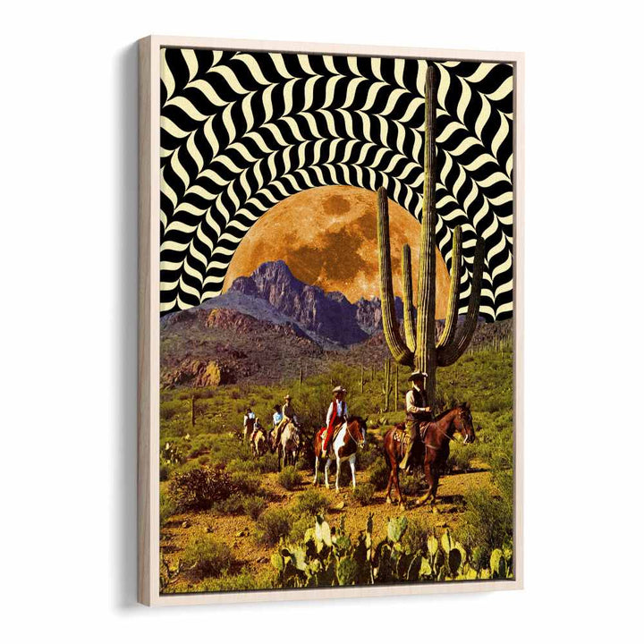 Illusionary Cowboys Surreal Paintings Surreal Art Prints in Oak Wood Floater Frame