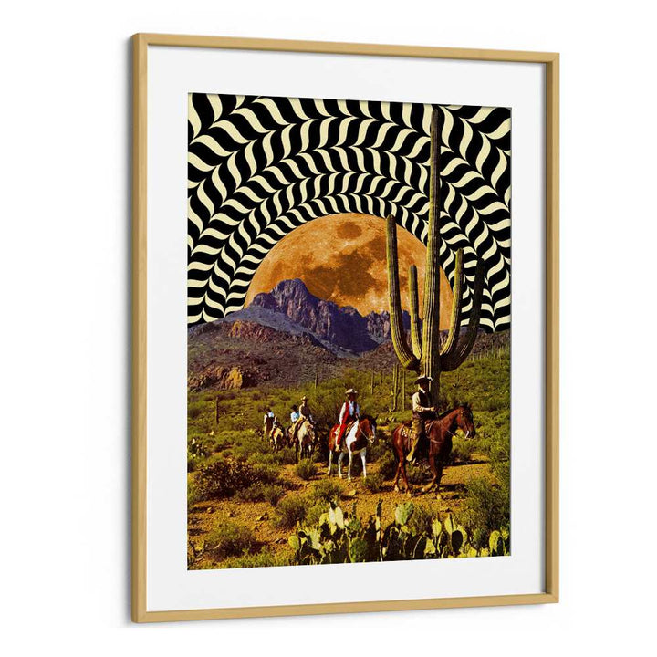 Illusionary Cowboys Surreal Paintings Surreal Art Prints in Oak Wood Frame With Mount