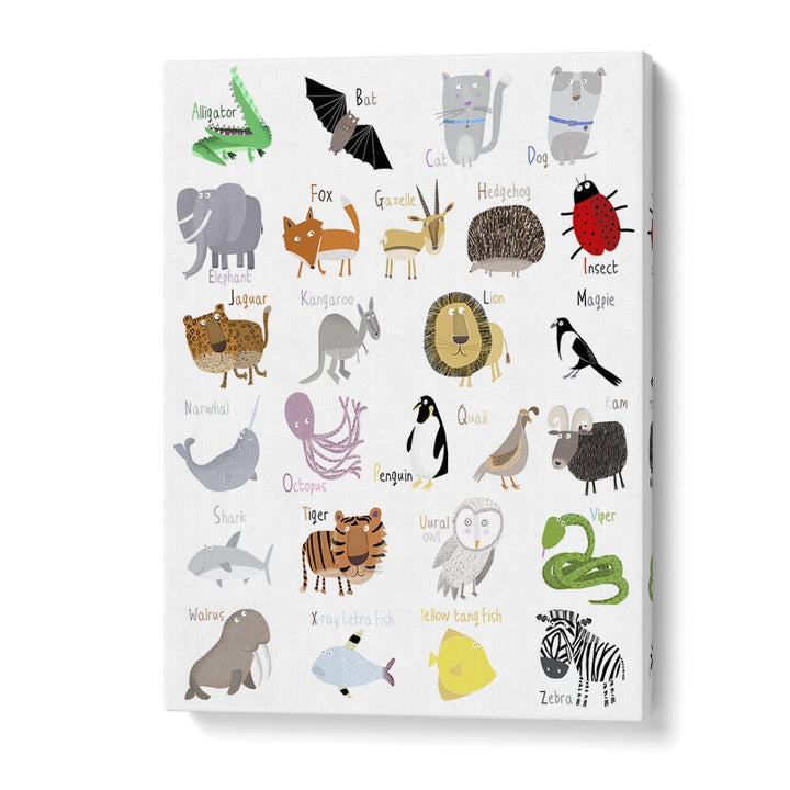 Illustrated Alphabet Animal Letters On White Background By Carla Daly Kids Painting in Gallery Wrap