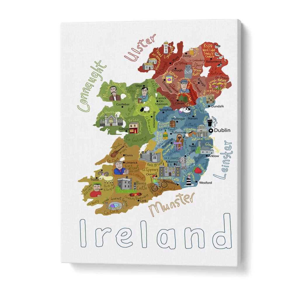 Illustrated Map Of Ireland With Country Icons By Carla Daly Kids Painting in Gallery Wrap