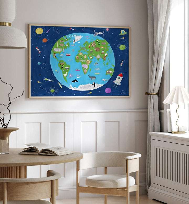 Illustrated Map Of The World From Space By Carla Daly Kids Painting