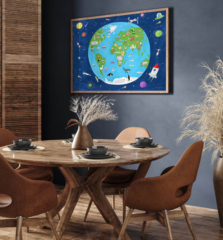 Illustrated Map Of The World From Space By Carla Daly Kids Painting