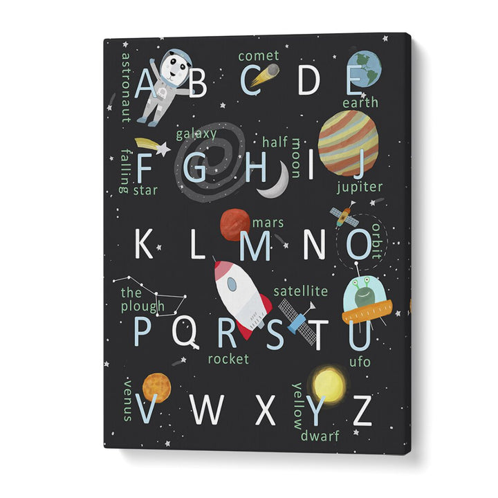 Illustrated Space Alphabet By Carla Daly Kids Painting in Gallery Wrap