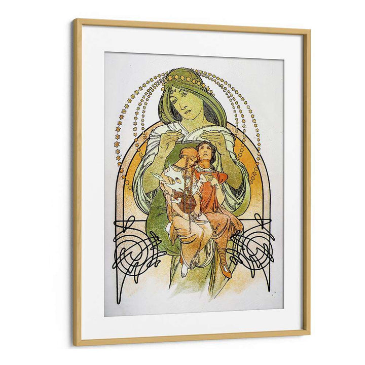 Ilsee Princesse De Tripoli 1897 By Alphonse Mucha Vintage Paintings in Oak Wood Frame With Mount