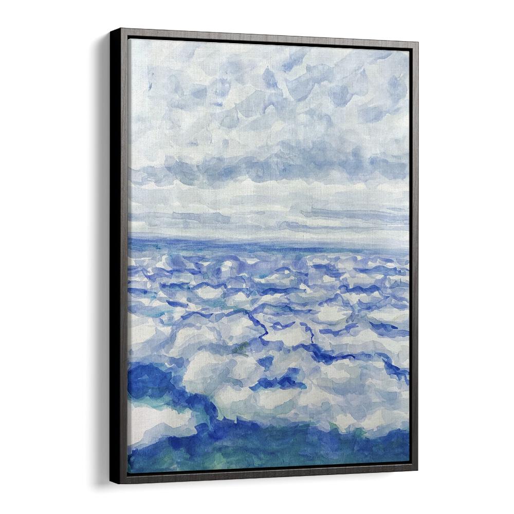 In The Clouds By Key And Sea Creative Landscape Art Print in Black Floater Frame