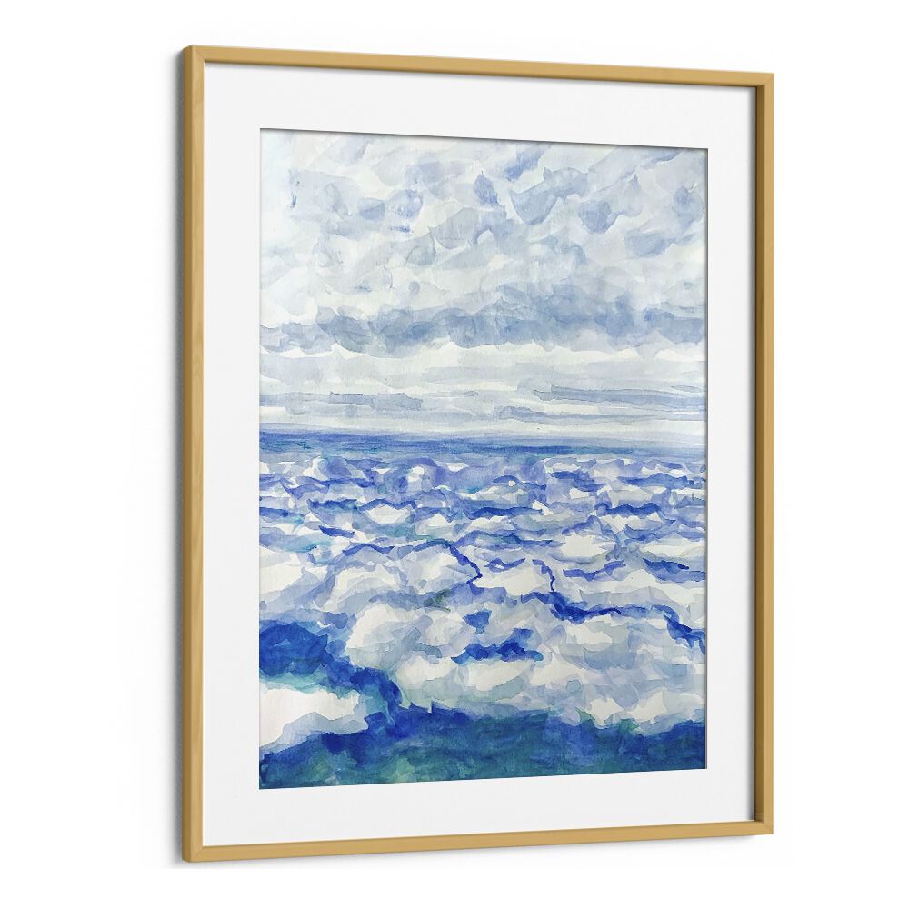 In The Clouds By Key And Sea Creative Landscape Art Print in Oak Wood Frame With Mount