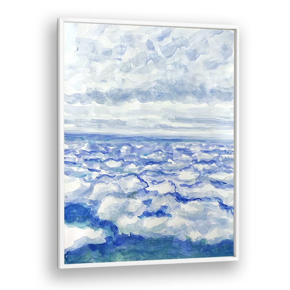 In The Clouds By Key And Sea Creative Landscape Art Print in White Plain Frame